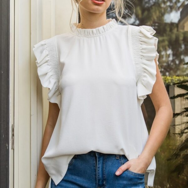 Off White Ruffled Top