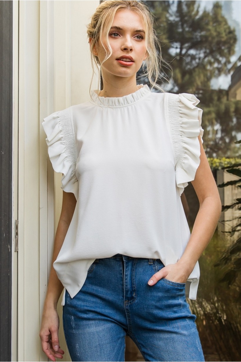 Off White Ruffled Top