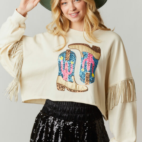 Boots w/Fringe Sweatshirt