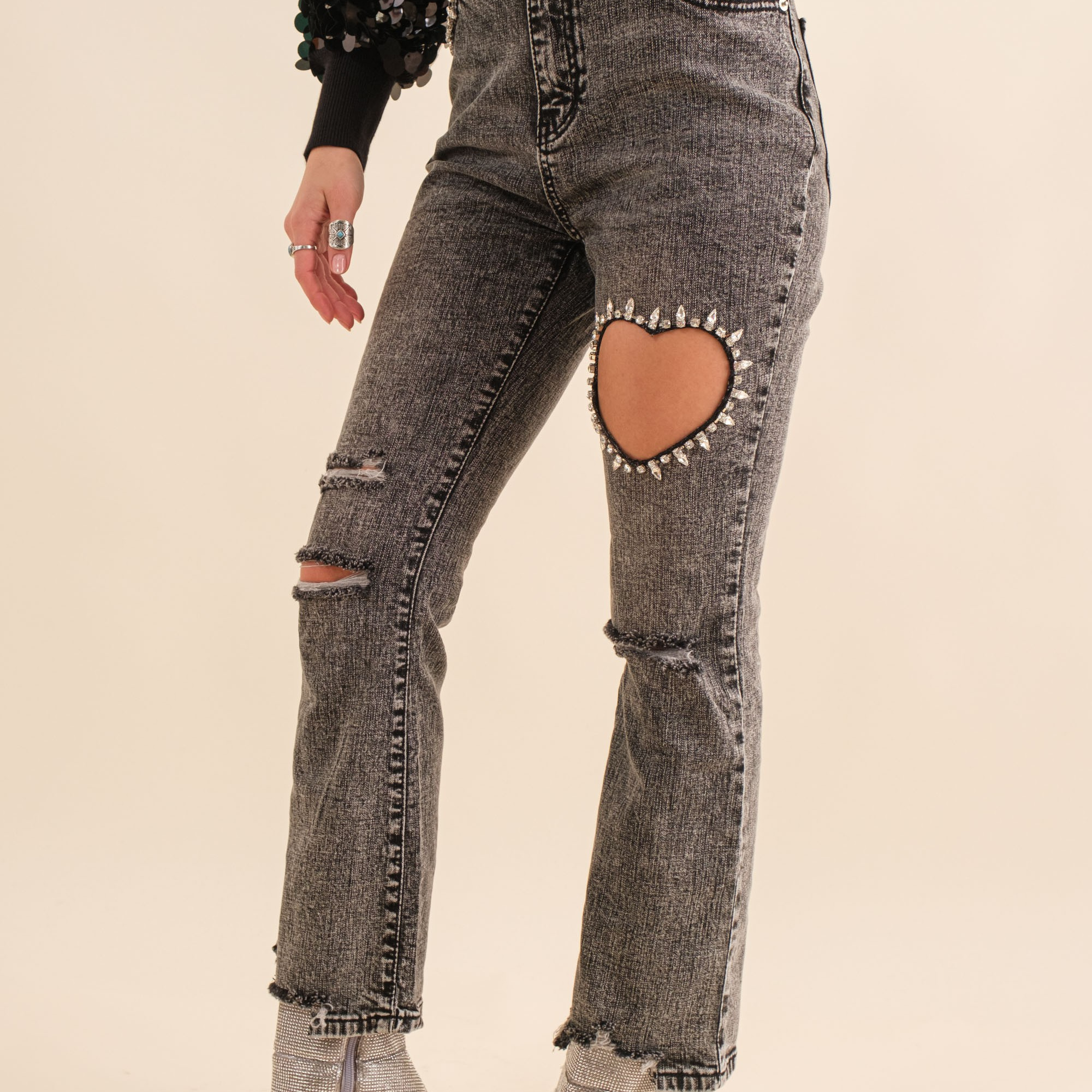 Heart Studded Jeans
