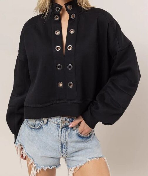 French Terry Black Popover