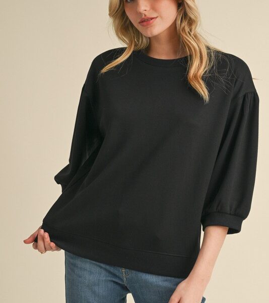 Black 3/4 Peasant Sleeves Top