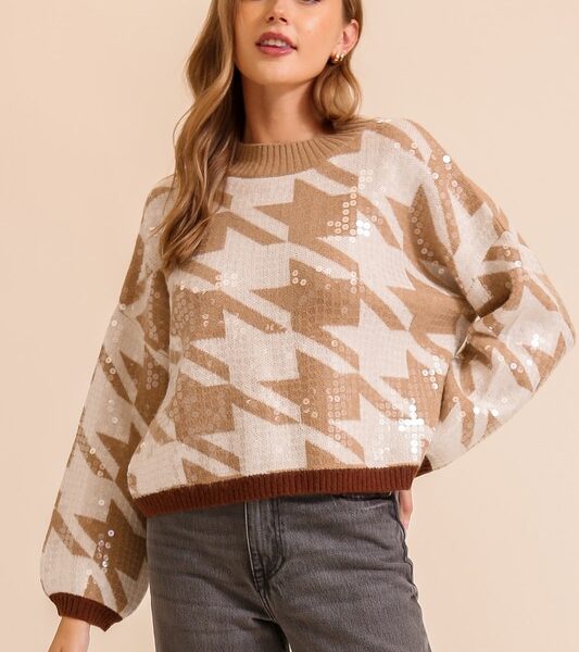 Geometric Pattern Sweater with Sequin