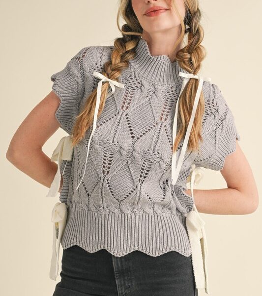 Grey Mock Neck Sweater Vest