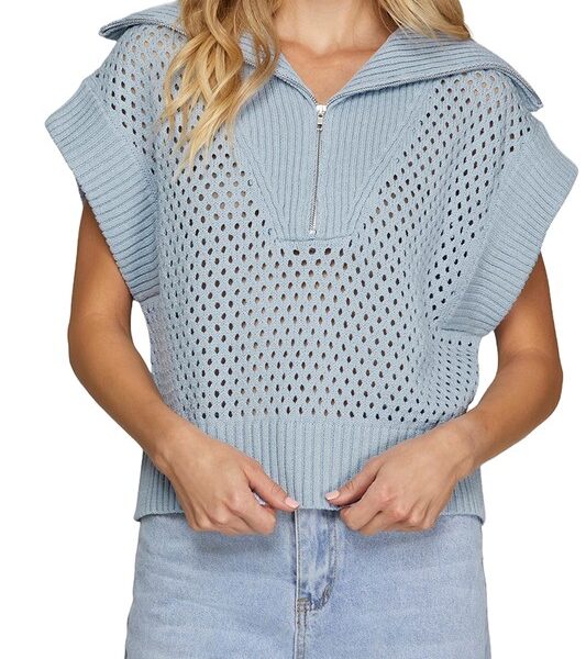 Lt Blue Collared Sweater