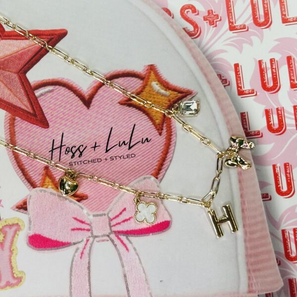 H Gold Charm Necklace 16"-18"