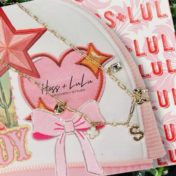 S Gold Charm Necklace 16"-18"