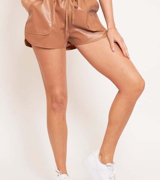 Carl Camel Faux Leather Short