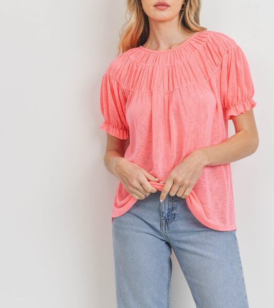 Pixie Round Shirring Top