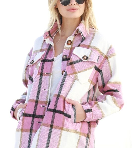 Layla Pink Plaid Shacket