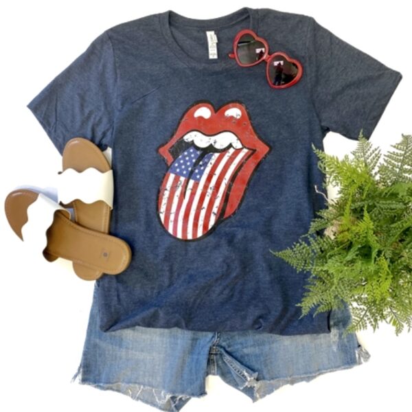 Vintage American Flag Lips Tee