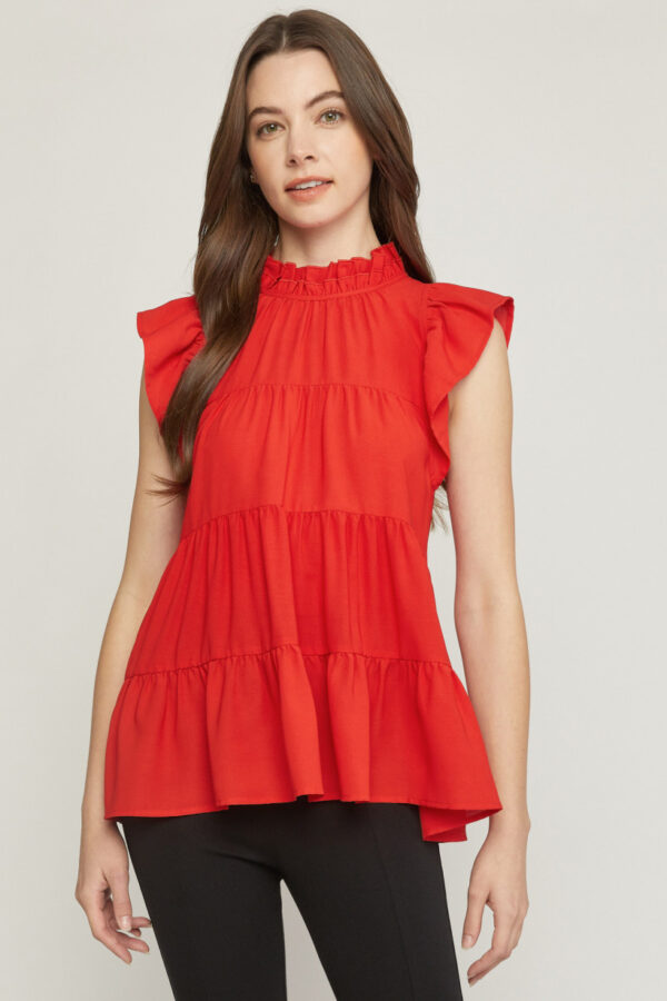 Monica Red Mock Neck Top
