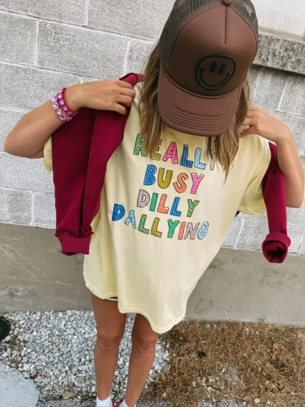 Dilly Dallying Yellow Graphic Tee