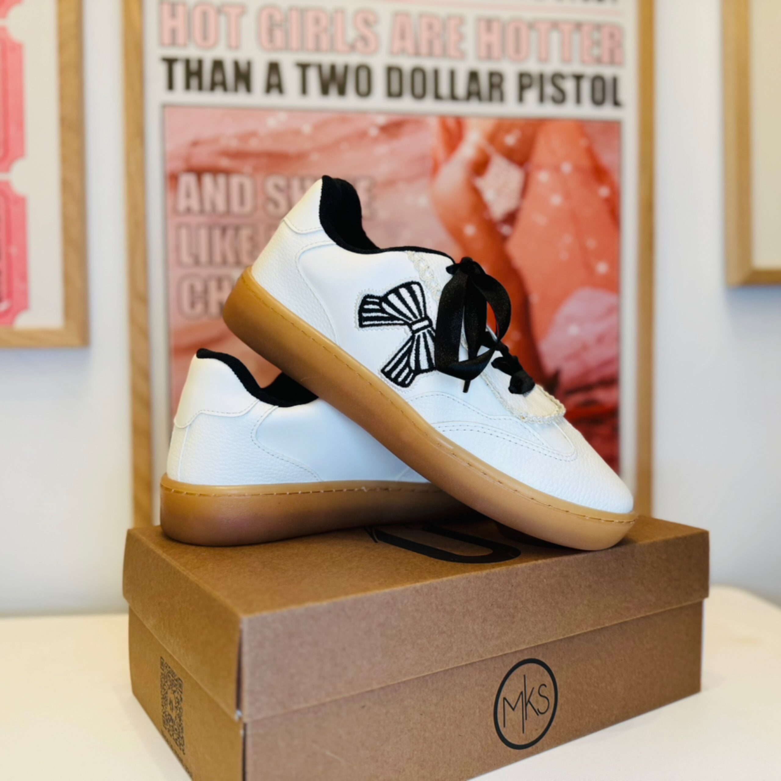 Black Embroidered Bow Sneaker