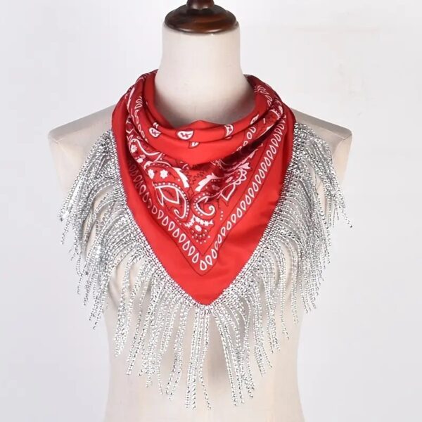 Red & Sequin Tassel Bandana