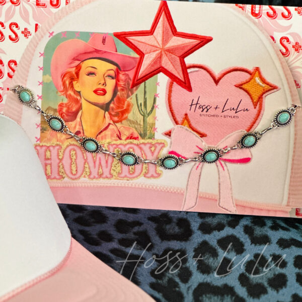 Teal & Silver Concho Hat Chain