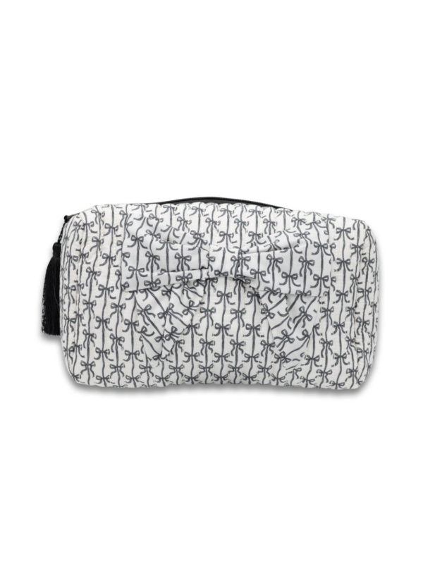 Quilted Cosmo Bag Black Bows