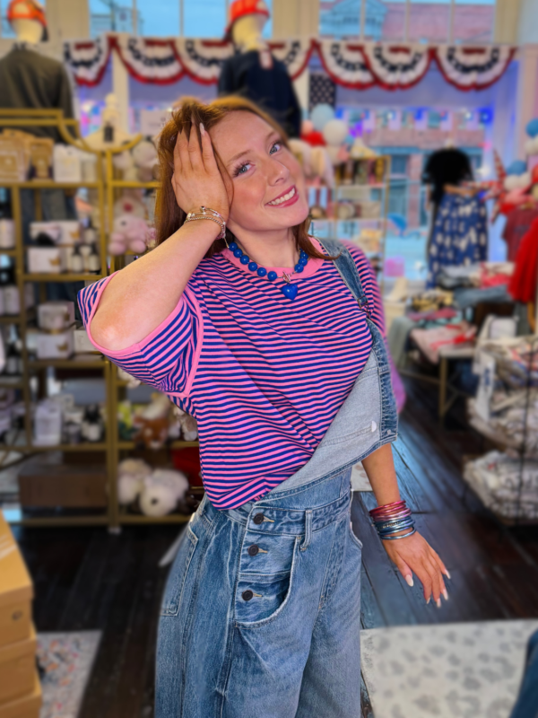 Striped Oversized Pink/Royal Top