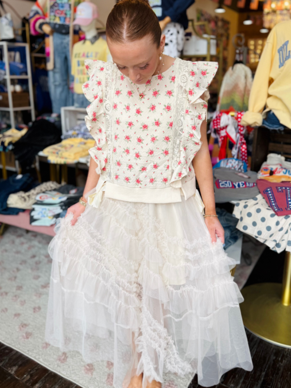 Ruffle Tulle Mesh Skirt