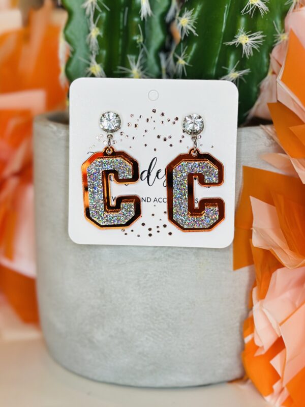 C Orange Mirrored Earrings