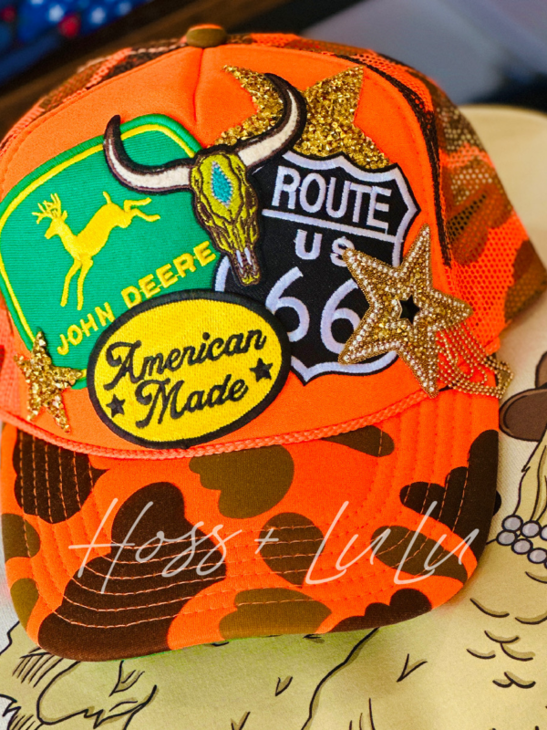 Orange Camo Route 66 Trucker