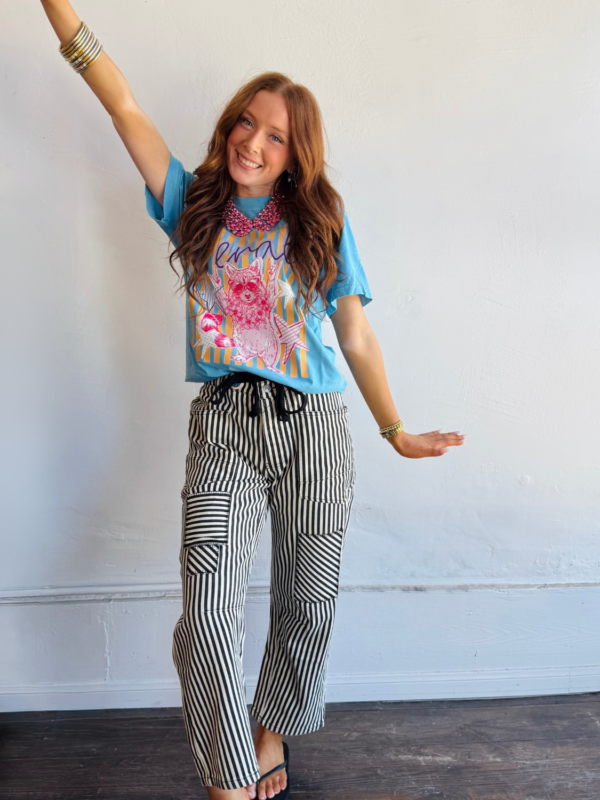 Black Stripped Barrel Pants